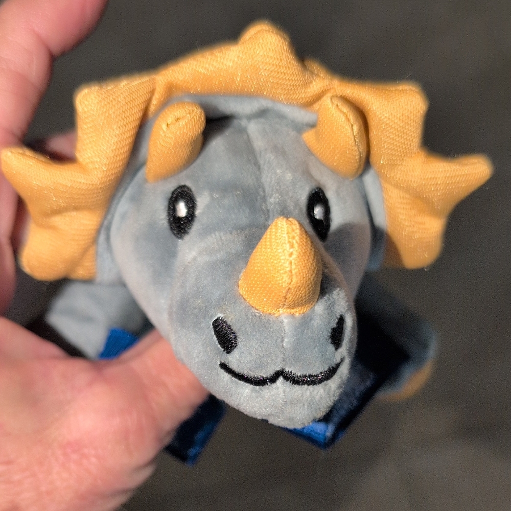 Gray and Yellow Dinosaur Stuffed Animal Baby Toy